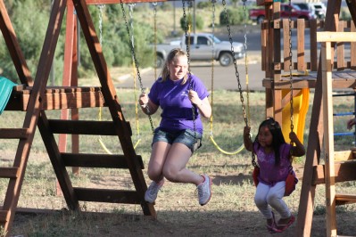 Liz and Girl on Swings