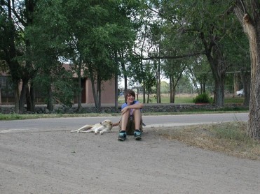 Matt Petting a Friendly Dog