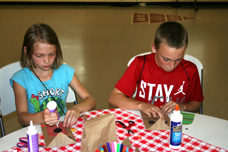 Children Making "Popcorn Pal" Bag