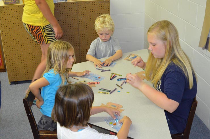 Children Coloring Noah's Arc