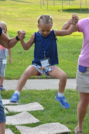 Child Playing 'Hop-Scotch'