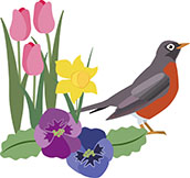 A Robin & Flowers